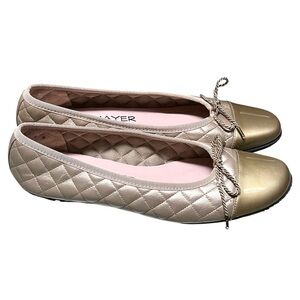 Paul Mayer Attitudes champagne quilted leather cap-toe ballet flats